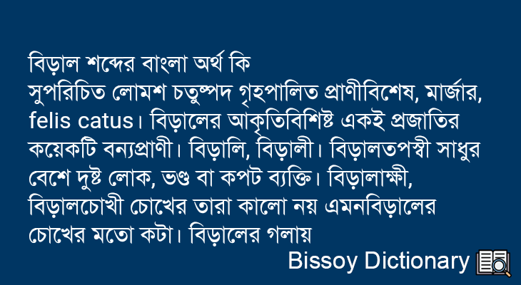 বিড়াল এর বাংলা অর্থ